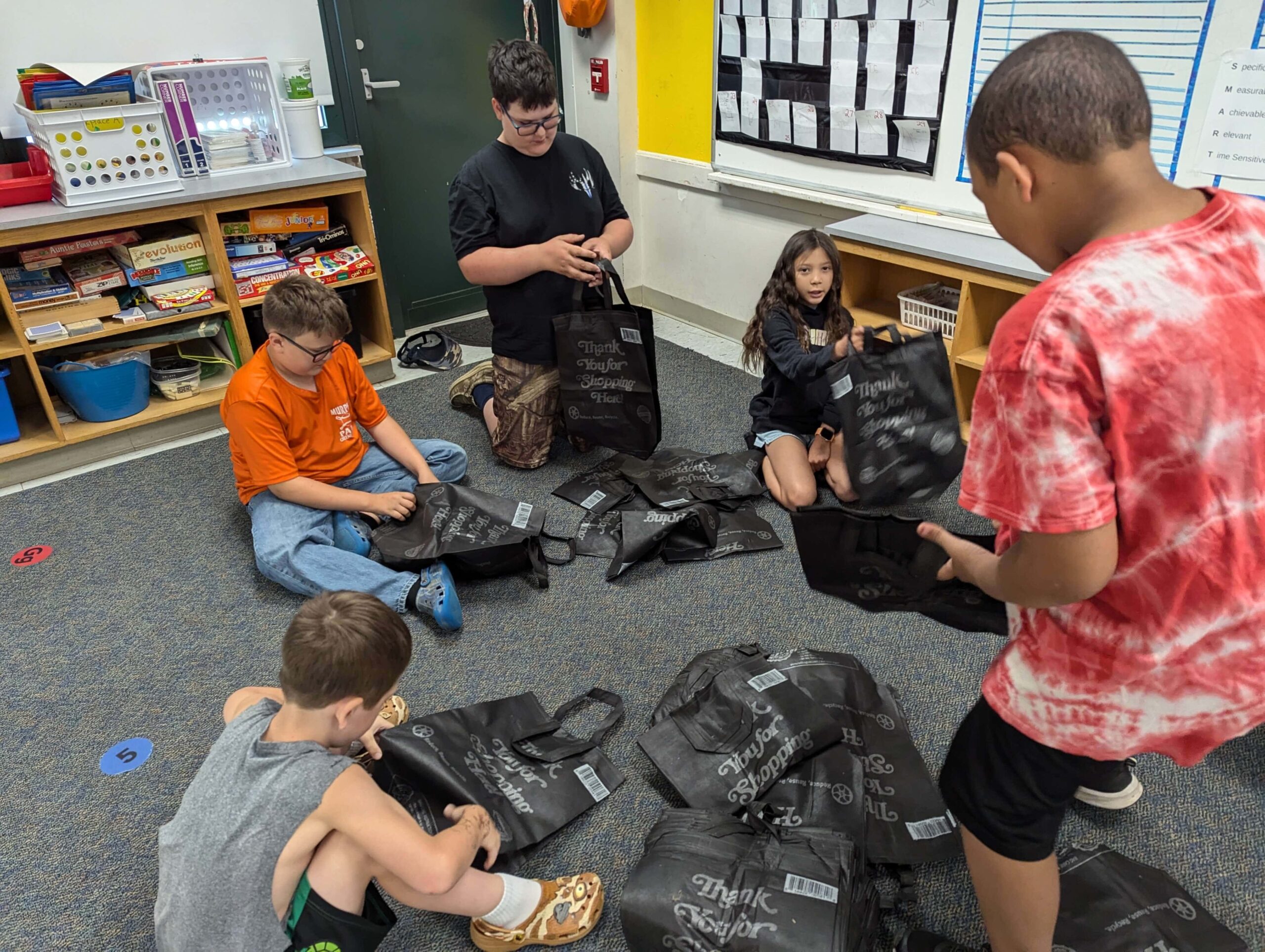 Students at Colrain Central School with RediBagUSA's donated bags.